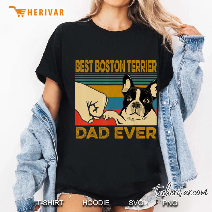 Best Boston Terrier Dad Ever Vintage Version Ladies Tee
