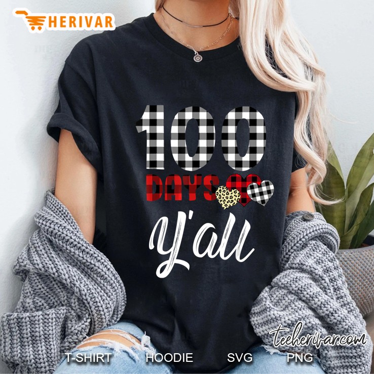 100 Days Y’all Teacher Plaid Black Version2 Ladies Tee