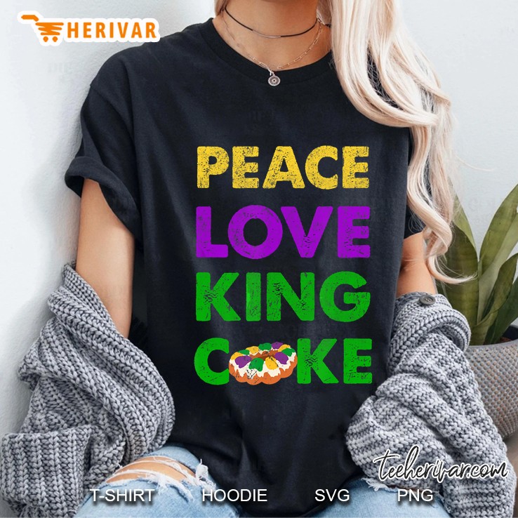 Peace Love King Cake Mardi Gras Ladies Tee
