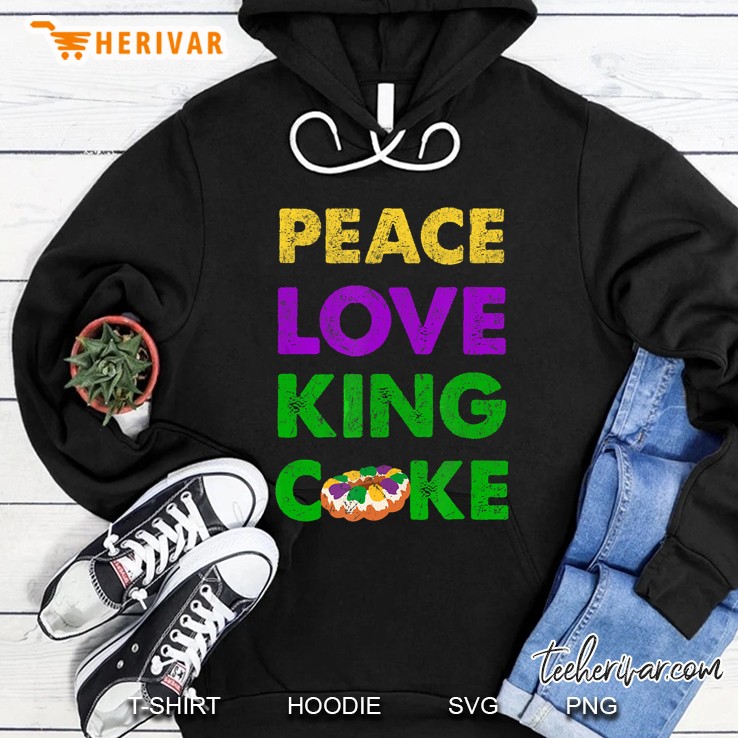 Peace Love King Cake Mardi Gras Hoodie