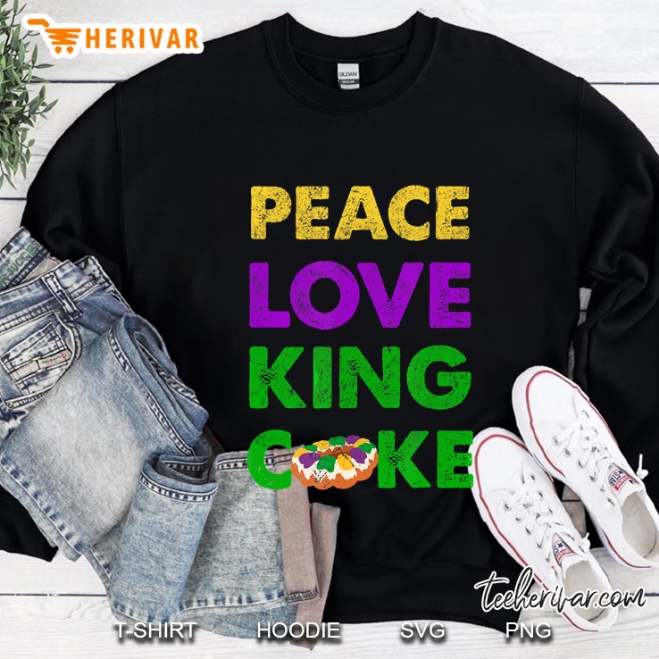 Peace Love King Cake Mardi Gras Sweatshirt