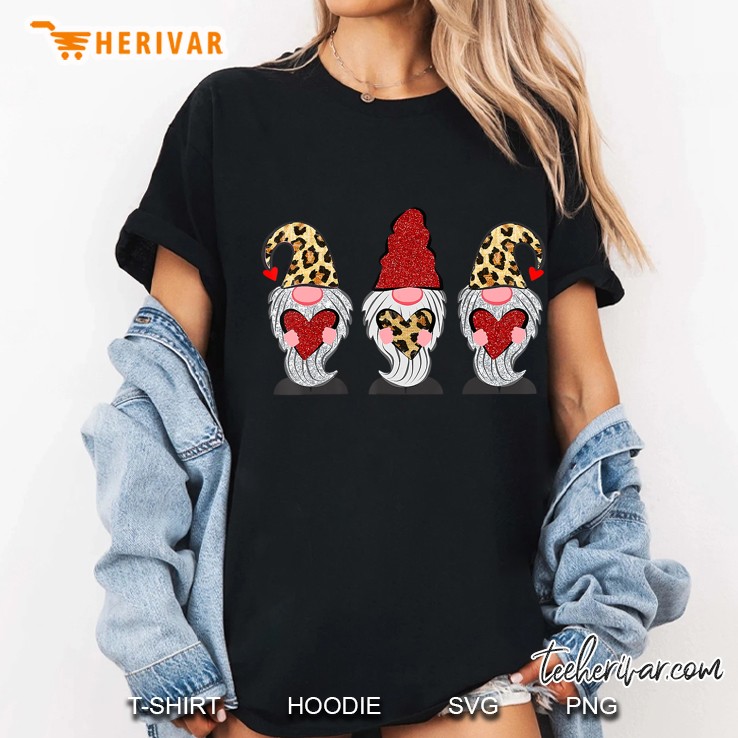 Three Gnomes Holding Hearts Leopard Valentine