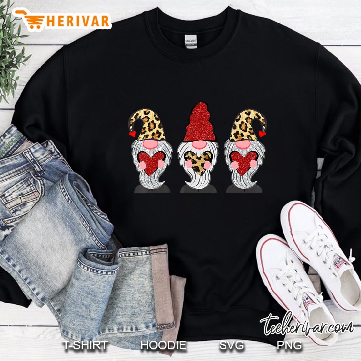 Three Gnomes Holding Hearts Leopard Valentine