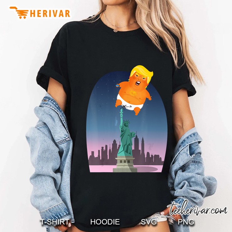 Trump Baby Balloon Funny Anti Trump Blimp Ladies Tee