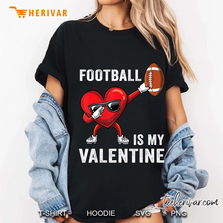 Football Is My Valentine Dabbing Heart Version Ladies Tee