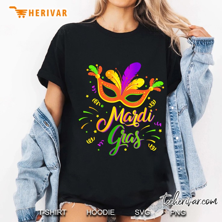 Mardi Gras 2020 Mask Feathers Nola Ladies Tee