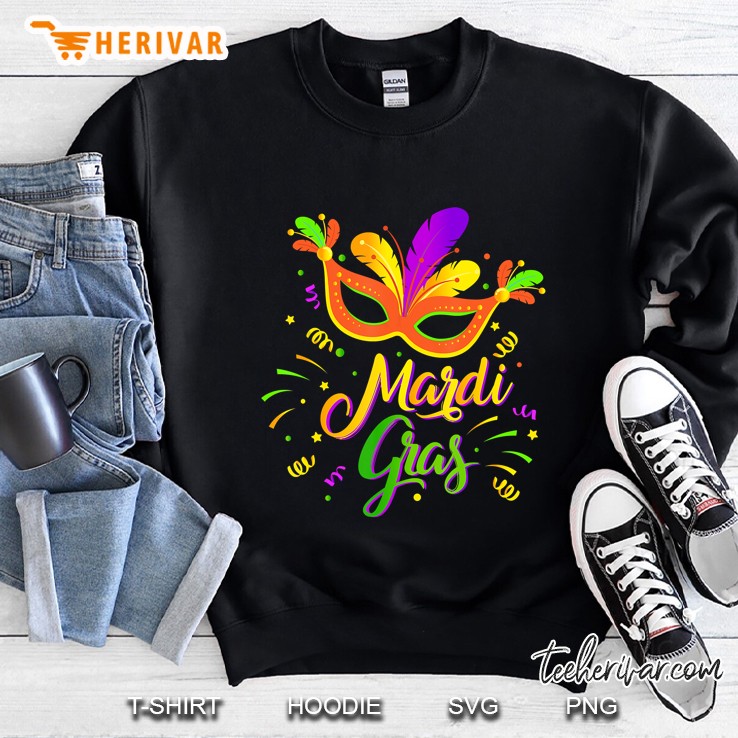 Mardi Gras 2020 Mask Feathers Nola Sweatshirt