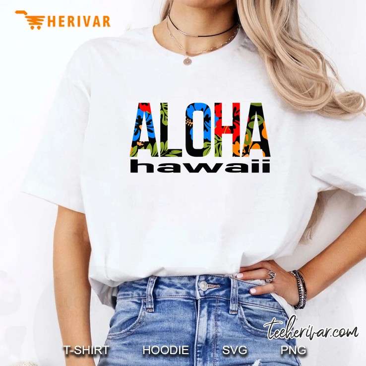 Aloha Hawaii Hawaiian Flowers Ladies Tee