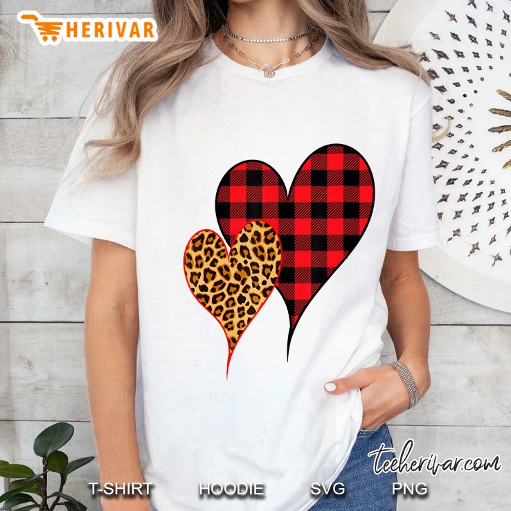 Two Hearts Leopard Buffalo Plaid Valentine