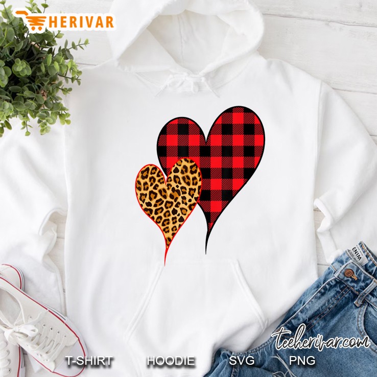 Two Hearts Leopard Buffalo Plaid Valentine