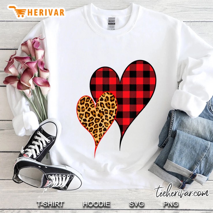 Two Hearts Leopard Buffalo Plaid Valentine