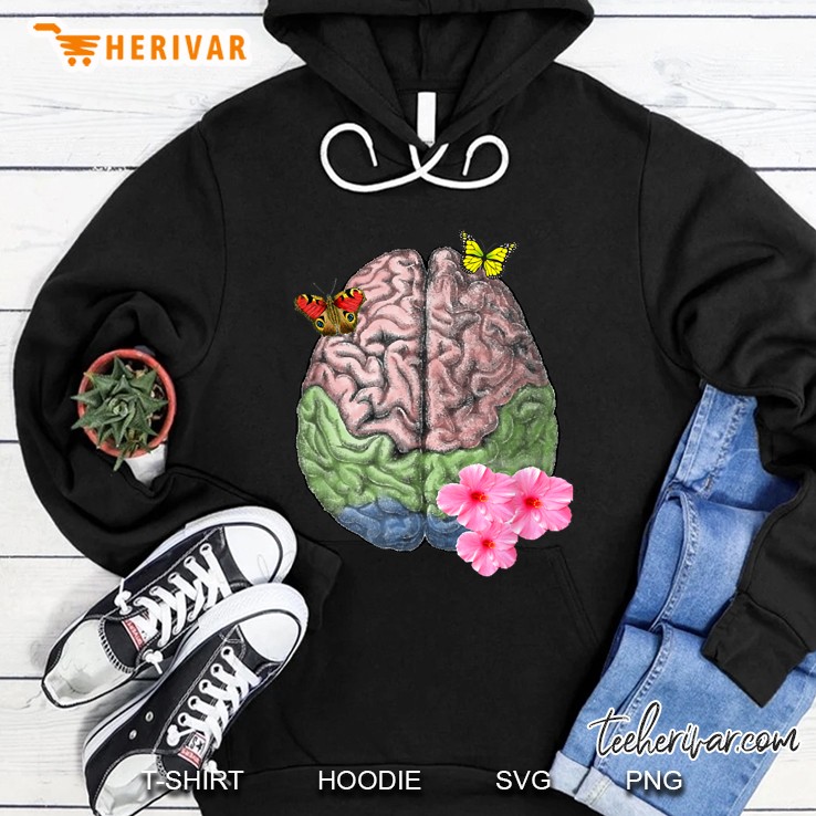 Human Brain Floral And Butterfly Vintage Version Hoodie