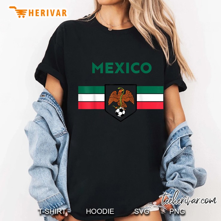 Mexico Aztec Eagle On Soccer Ball Mexican Flag Version Ladies Tee