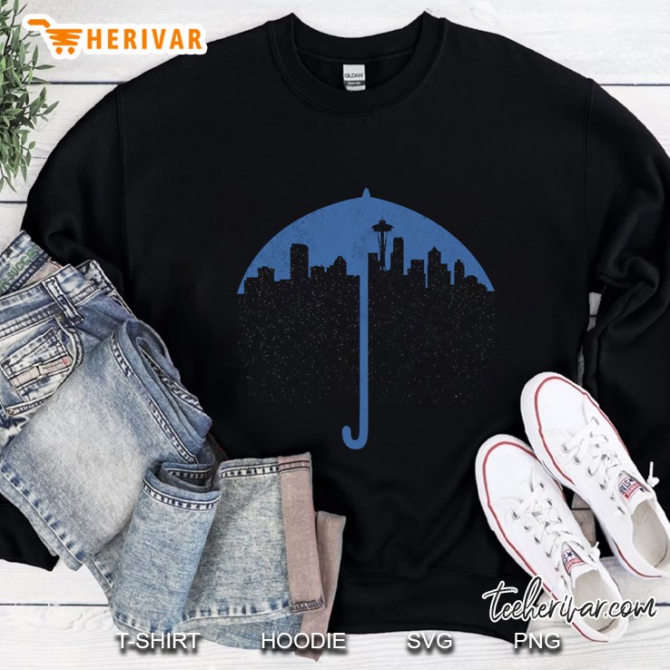 Rain Umbrella Skyline Seattle City Sweatshirt