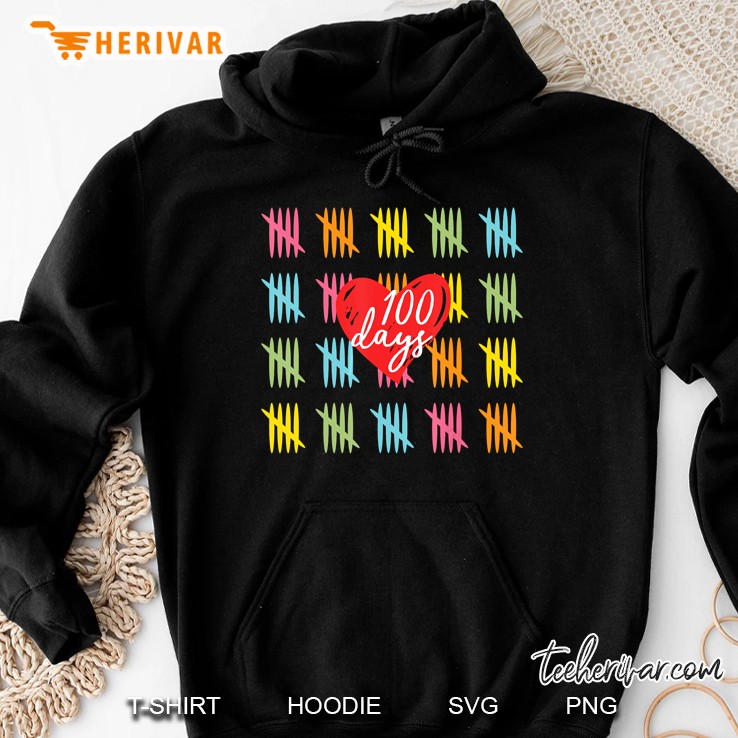 100 Days Heart Counting Tally Marks Version Hoodie