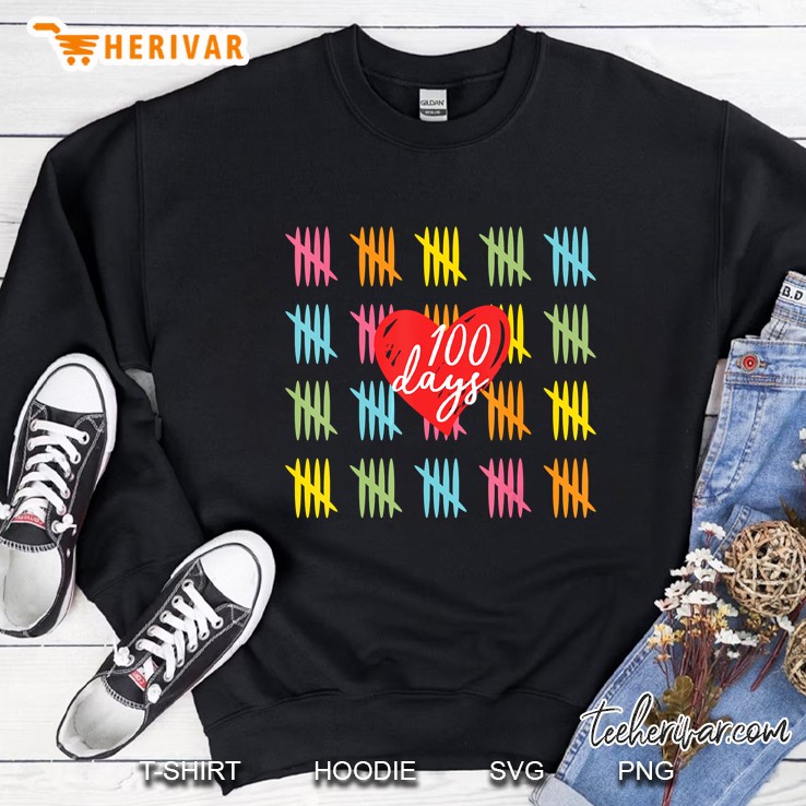 100 Days Heart Counting Tally Marks Version Sweatshirt