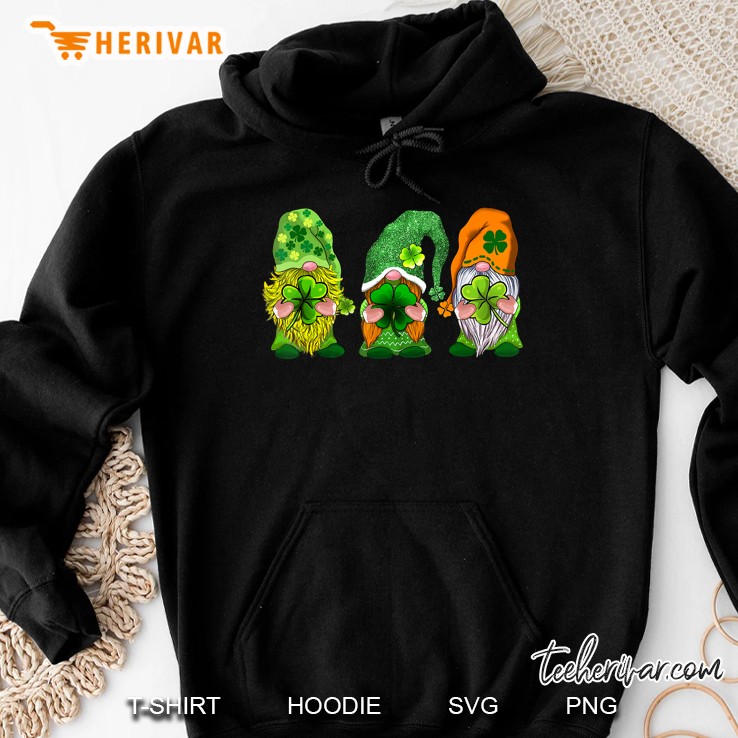 Three Gnomes With Shamrock Hoodie