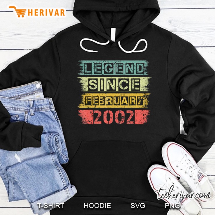 Legend Since February 2002 18th Birthday Vintage Version Hoodie