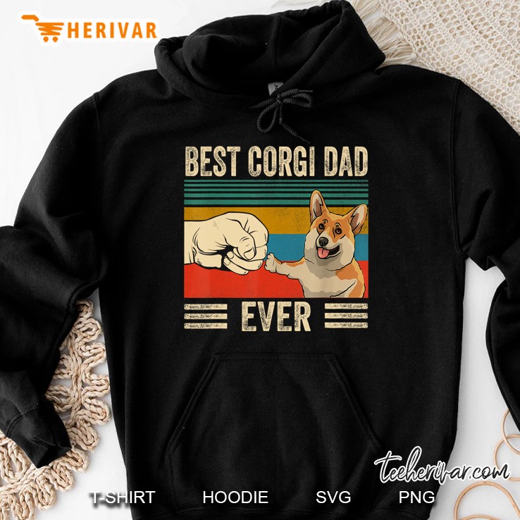 Best Corgi Dad Ever Bump Fit Vintage Hoodie