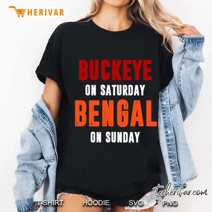 Buckeye On Saturday Bengal On Sunday Version Ladies Tee