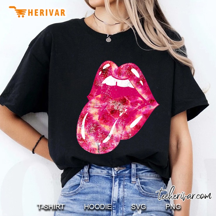 Tie Dye Lips Tongue Out Ladies Tee