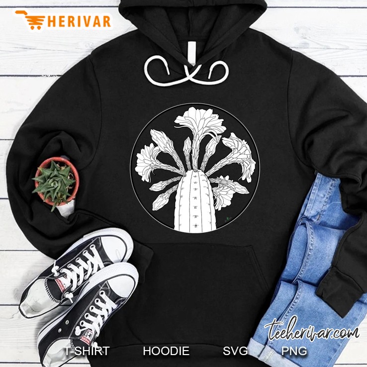 Trichocereus Pachanoi Flower Circle Tattoo Hoodie