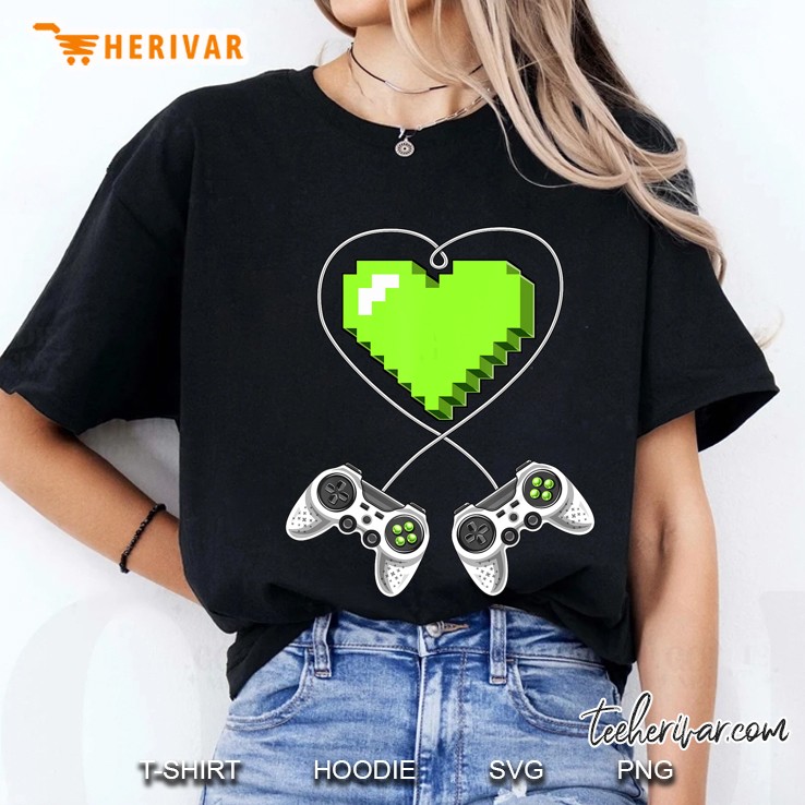 Video Game Controller Green Heart Version Ladies Tee