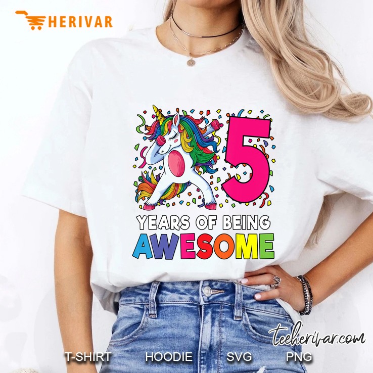 5 Years Of Being Awesome Unicorn Version Ladies Tee