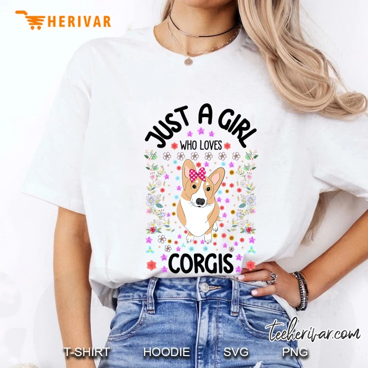 Just A Girl Who Loves Corgis Floral Version Ladies Tee