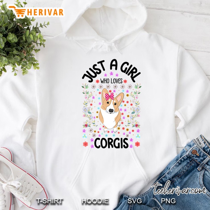 Just A Girl Who Loves Corgis Floral Version Hoodie