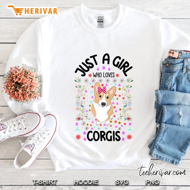 Just A Girl Who Loves Corgis Floral Version Sweatshirt