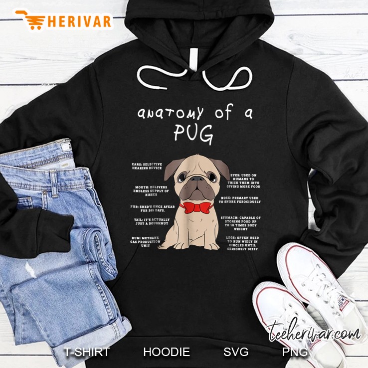 Anatomy Of A Pug - Funny Pugs Dog Body Parts Hoodie