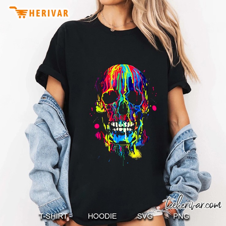Colorful Painted Skull Ladies Tee