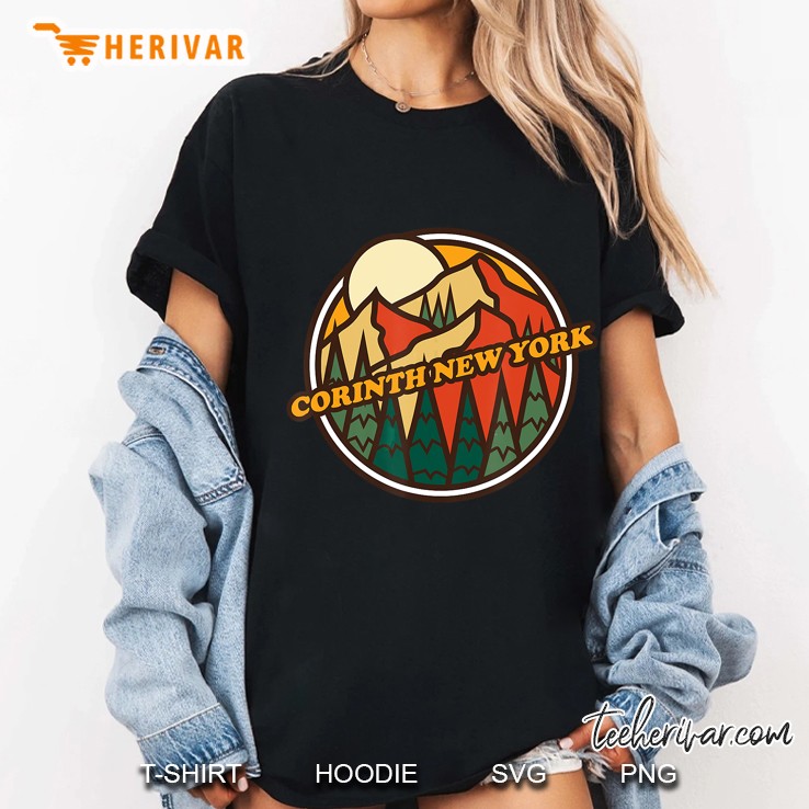 Vintage Corinth, New York Mountain Hiking Souvenir Print Ladies Tee