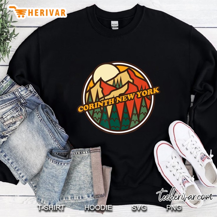 Vintage Corinth, New York Mountain Hiking Souvenir Print Sweatshirt