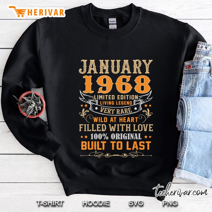 Vintage January 1968 Tee 52Nd Birthday Gifts 52 Years Old Sweatshirt