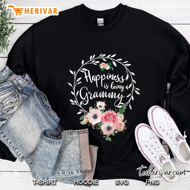 Womens Happiness Is Being A Grammy Floral Grandma Sweatshirt