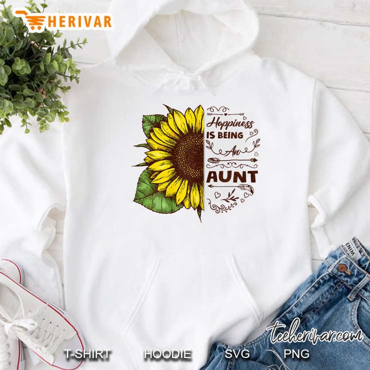 Womens Funny Aun Happiness Is Being An Aunt Gifts Sunflower Hoodie