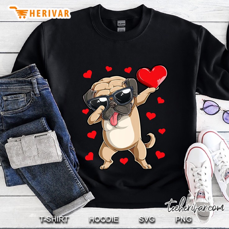 Dabbing Pug Heart Valentines Day Sweatshirt