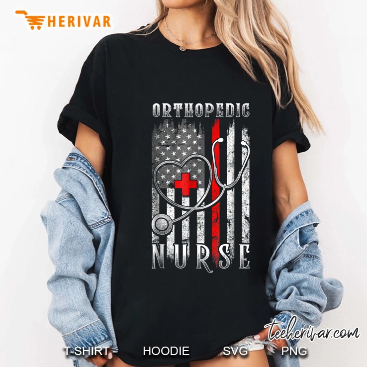 Orthopedic Nurse American Flag Ladies Tee