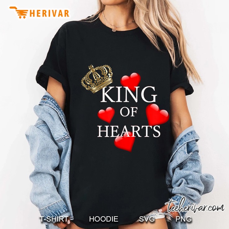 Fathers And Valentines Day King Of Hearts With Crown Ladies Tee