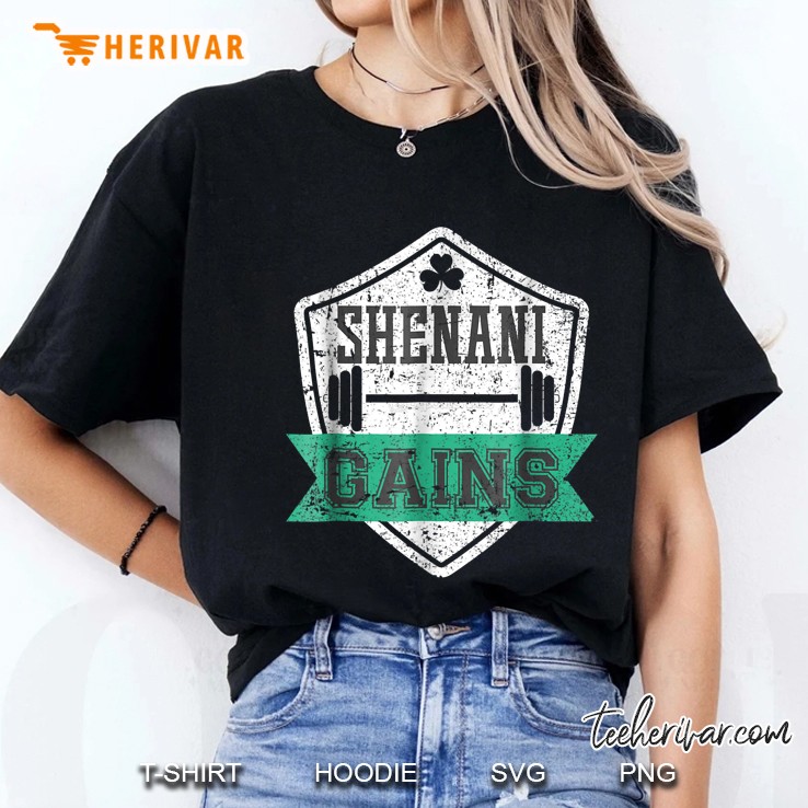 Funny Shenani Gains Workout Fitness Exercise Gift Ladies Tee