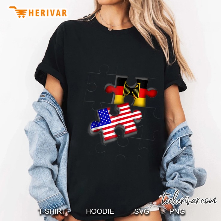 German American Germany Flag Puzzle Shirt Ladies Tee