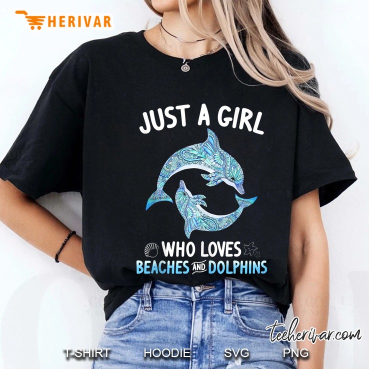 Just A Girl Who Loves Beaches And Dolphins Gift Tank Top Ladies Tee