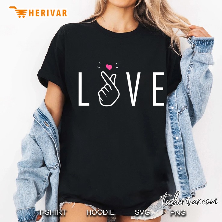 Saranghae K-Pop Finger Heart Symbol I Korean Love Ladies Tee