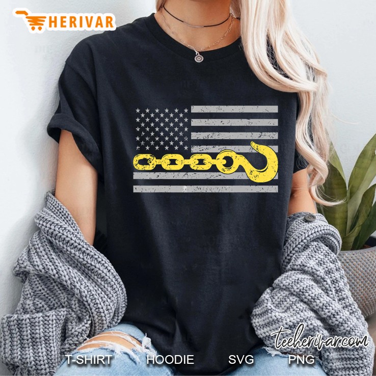 Usa Thin Yellow Line Tow Truck Drivers Ladies Tee