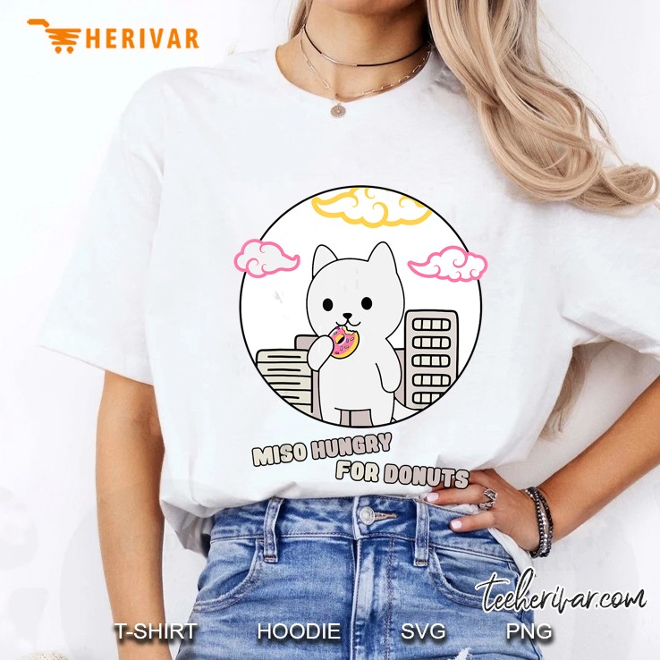 Monster Cat Kitty Anime Pun Yummy Donut Ladies Tee