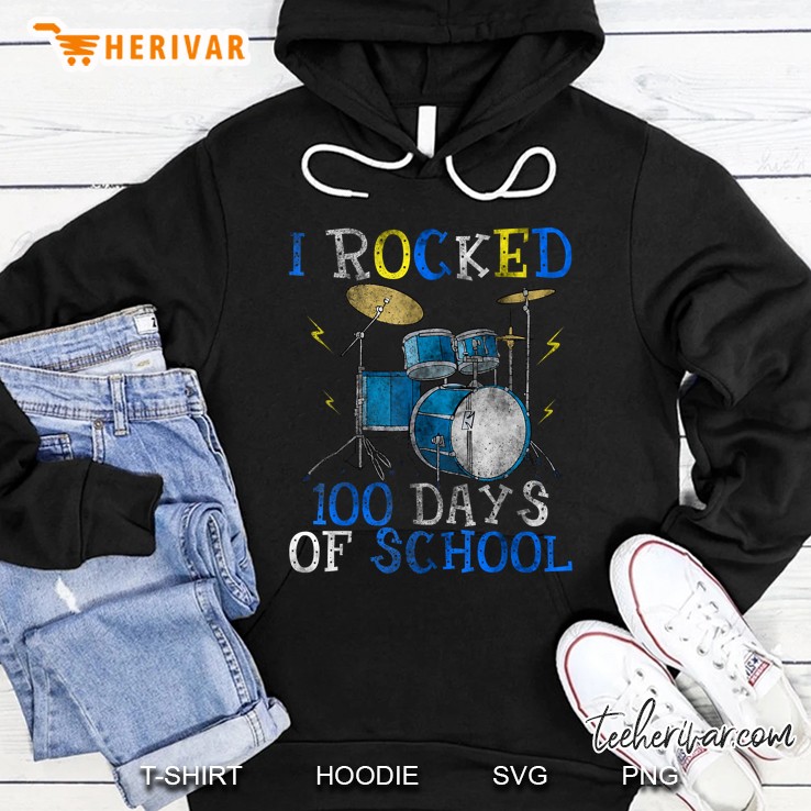 100Th Day Of School Happy 100 Days Drum Kit Music Hoodie