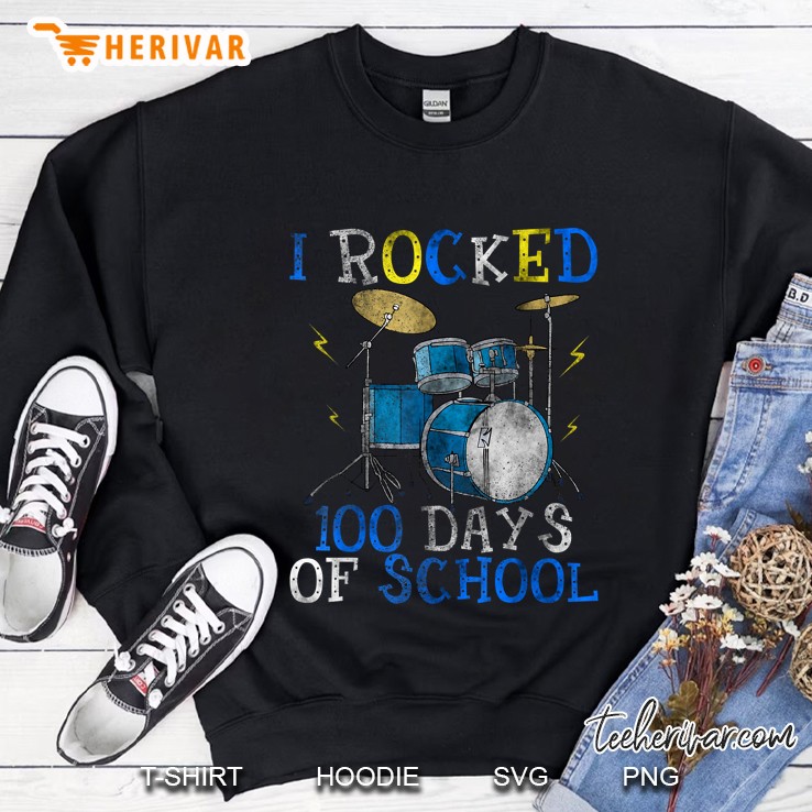 100Th Day Of School Happy 100 Days Drum Kit Music Sweatshirt