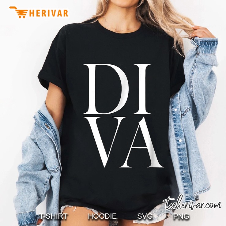 Diva Modern Big Letter Fabulous Hair Makeup Addict Ladies Tee
